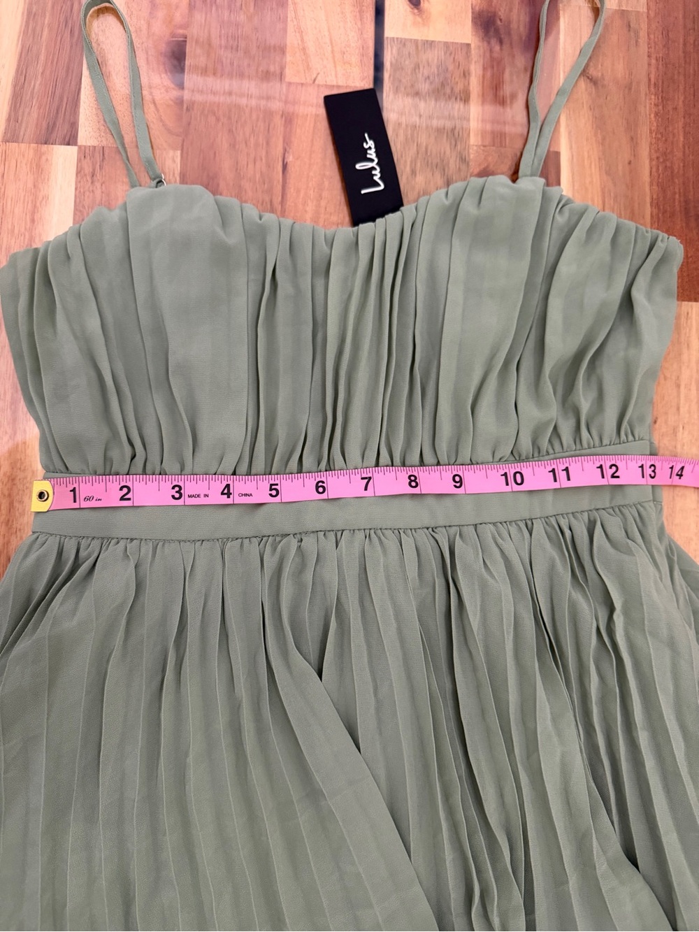 NWT Sz S Lulus Jehona Sage Brush Pleated Tiered Maxi Dress Green - Picture 7 of 9